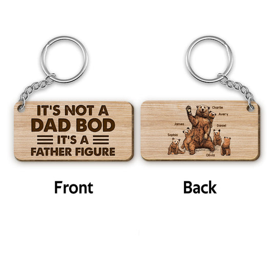 23051253601_It‘s Not A Dad Bod Bear Family Personalized Wooden Keychain