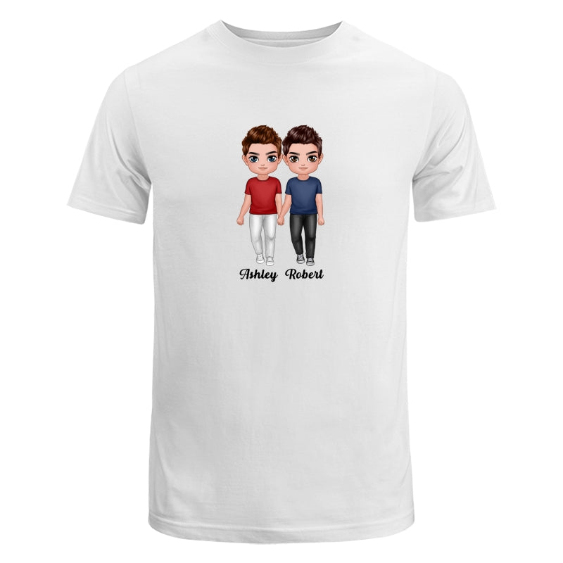 Doll Couple Standing Dad Grandpa And Kids Hands Outline Personalized Shirt