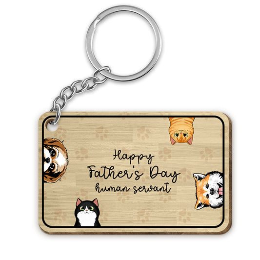 Happy Pawther‘s Day Dog Dad Cat Dad Personalized Wooden Keychain