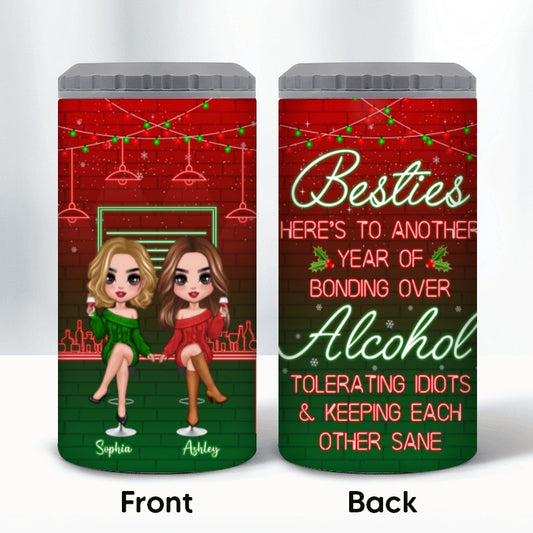 Christmas Drinking Partners Besties Sisters Personalized Can Cooler
