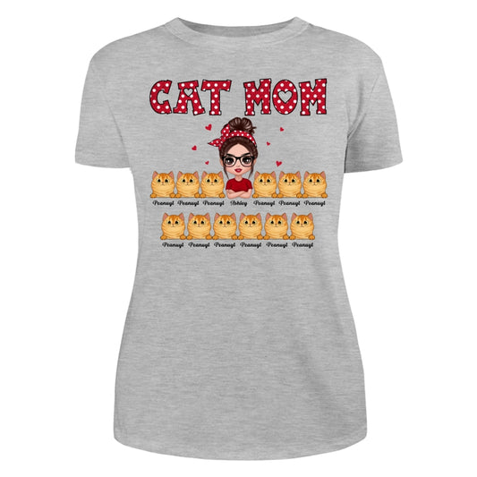 Polka Dot Pattern Doll Cat Mom Personalized Shirt