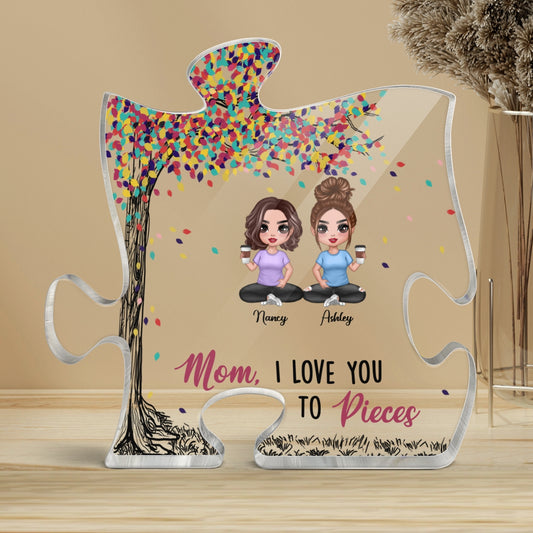 Doll Besties Sitting Under Colorful Tree We Love You To Pieces Personalized Puzzle Acrylic Plaque