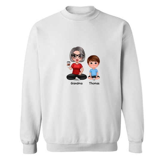 Doll Grandma Mom And Kids Sitting