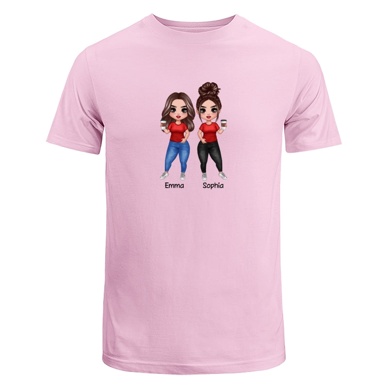 Doll Besties Standing Dad Grandpa And Kids Hands Outline Personalized Shirt