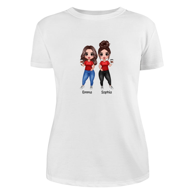 Doll Besties Standing Dad Grandpa And Kids Hands Outline Personalized Shirt