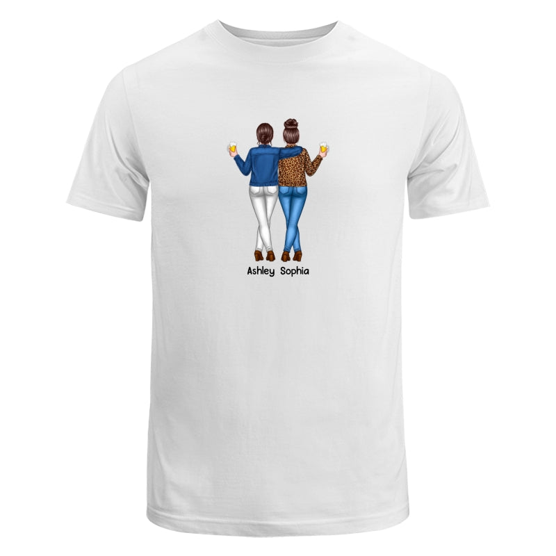 Back View Besties Shoulder To Shoulder Standing Dad Grandpa And Kids Hands Outline Personalized Shirt
