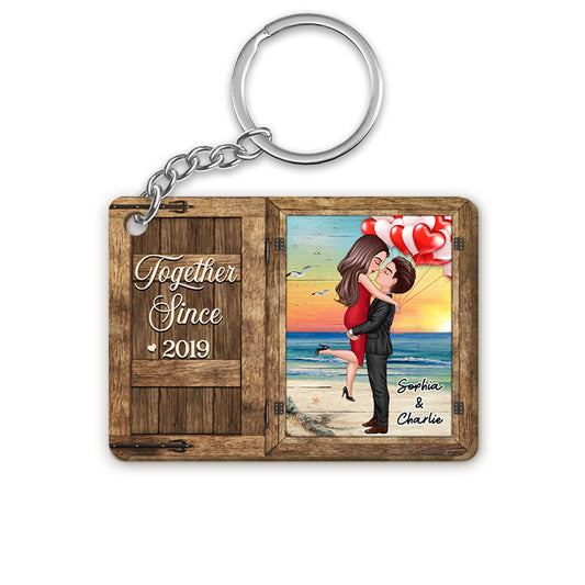 All Of Me Loves All Of You Couple Window Personalized Wooden Keychain