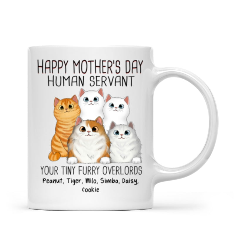 Cá nhân hóa Happy Mother‘s Day Cat Human Servant Peeking Fluffy Cats Personalized Mug