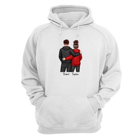 Hoodie Couple Back View Dad Grandpa And Kids Hands Outline Personalized Shirt