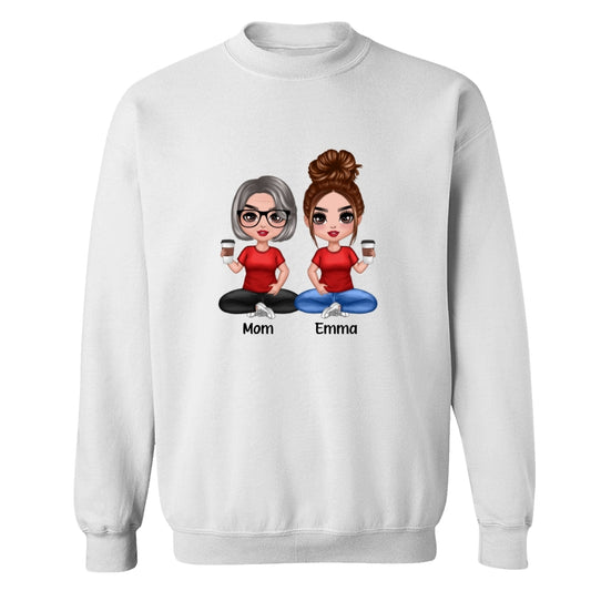 Doll Women Sitting Dad Grandpa And Kids Hands Outline Personalized Shirt
