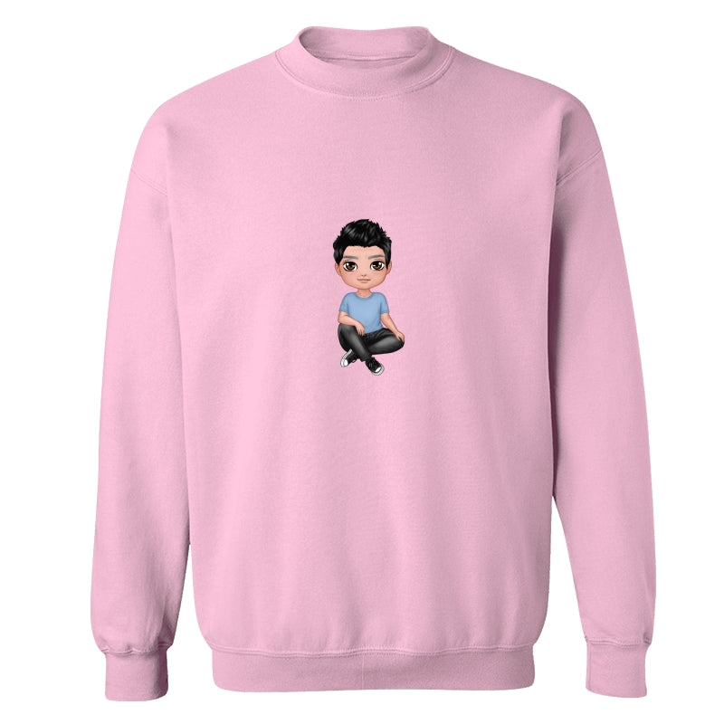 Doll Grandpa Sitting Crossed Legs Dad Grandpa And Kids Hands Outline Personalized Shirt