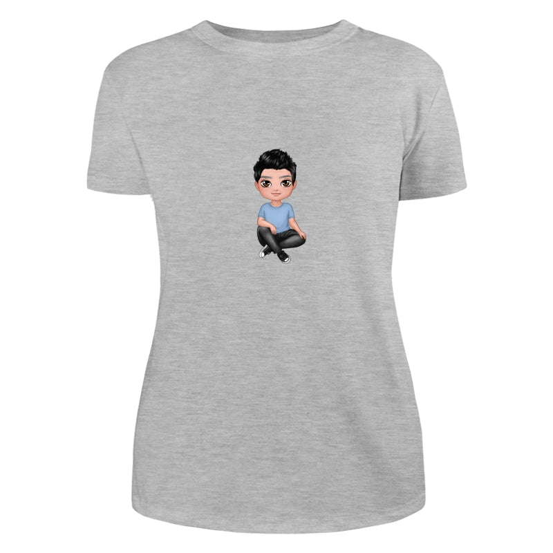 Doll Grandpa Sitting Crossed Legs Dad Grandpa And Kids Hands Outline Personalized Shirt