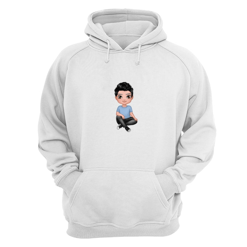Doll Grandpa Sitting Crossed Legs Dad Grandpa And Kids Hands Outline Personalized Shirt