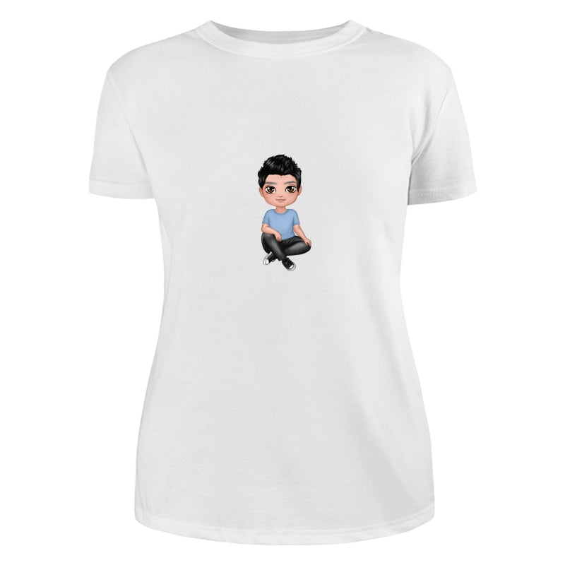 Doll Grandpa Sitting Crossed Legs Dad Grandpa And Kids Hands Outline Personalized Shirt