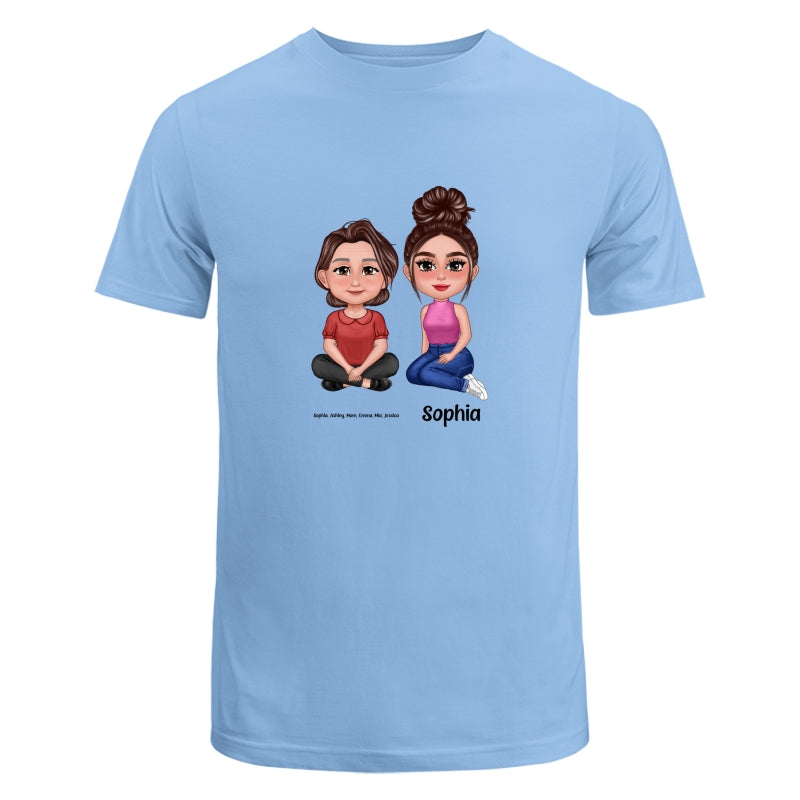 Pretty Doll Mom Daughters Sitting Dad Grandpa And Kids Hands Outline Personalized Shirt