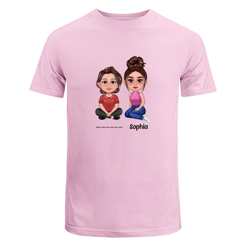 Pretty Doll Mom Daughters Sitting Dad Grandpa And Kids Hands Outline Personalized Shirt