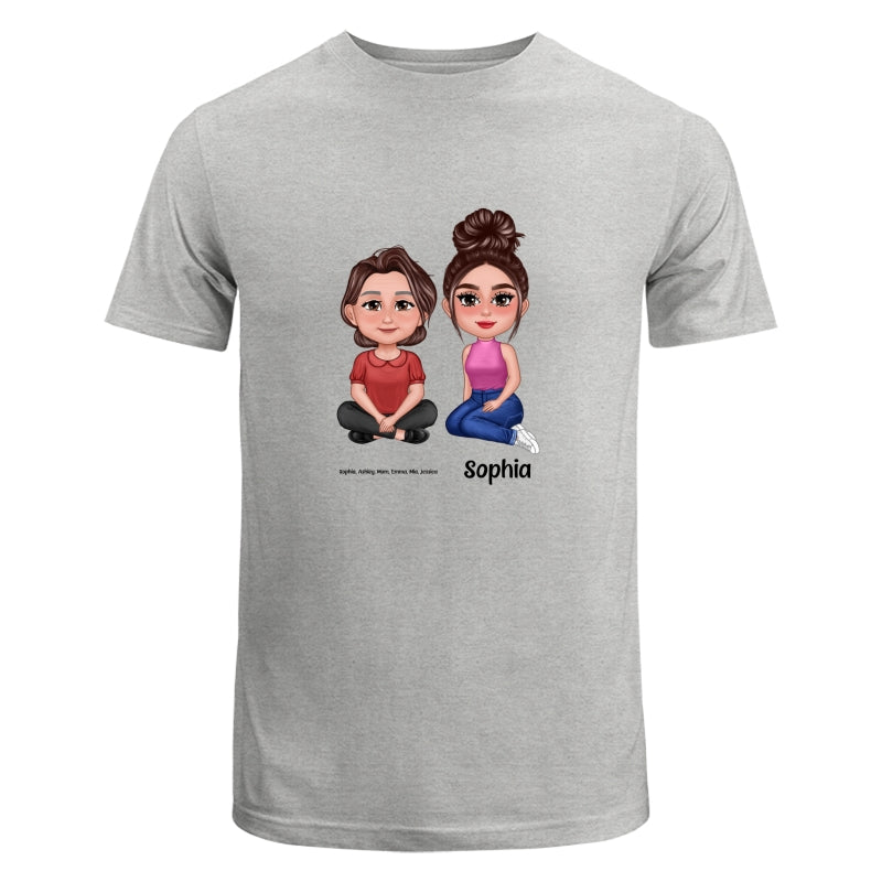 Pretty Doll Mom Daughters Sitting Dad Grandpa And Kids Hands Outline Personalized Shirt