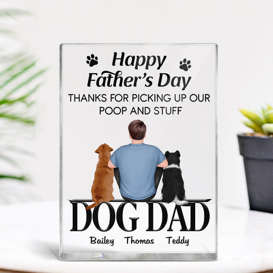 Happy Father‘s Day Dog Dad Sitting Personalized Rectangle Acrylic Block Plaque
