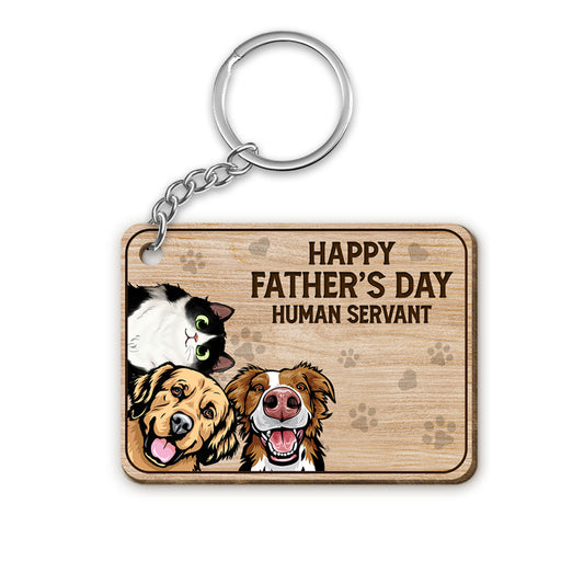 Happy Pawther‘s Day Dog Cat Dad Personalized Wooden Keychain