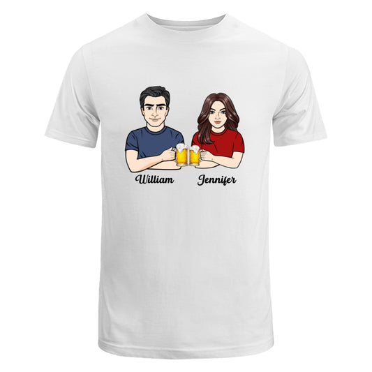 Drinking Couple Dad Grandpa And Kids Hands Outline Personalized Shirt