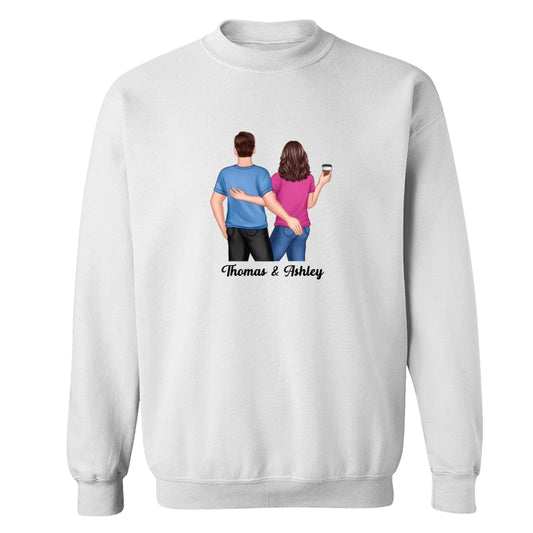 Back View Couple Touching Dad Grandpa And Kids Hands Outline Personalized Shirt