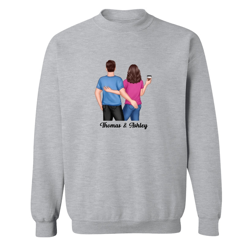 Back View Couple Touching Dad Grandpa And Kids Hands Outline Personalized Shirt