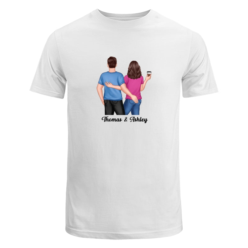 Back View Couple Touching Dad Grandpa And Kids Hands Outline Personalized Shirt