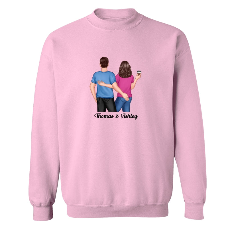 Back View Couple Touching Dad Grandpa And Kids Hands Outline Personalized Shirt