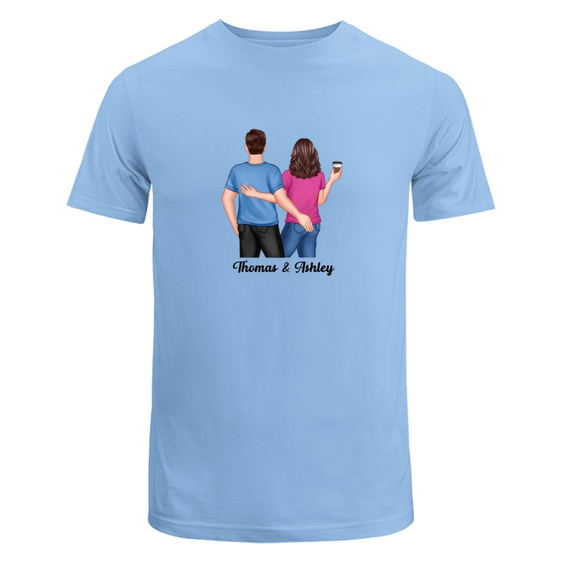Back View Couple Touching Dad Grandpa And Kids Hands Outline Personalized Shirt