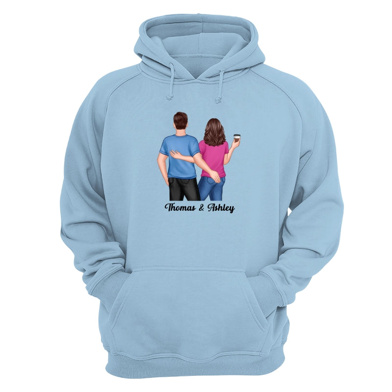 Back View Couple Touching Dad Grandpa And Kids Hands Outline Personalized Shirt