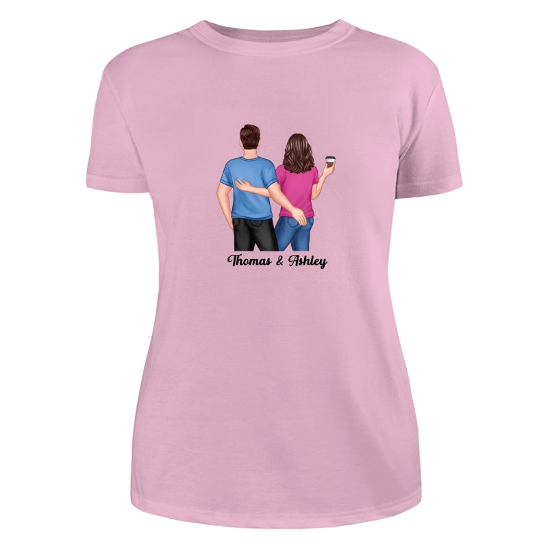 Back View Couple Touching Dad Grandpa And Kids Hands Outline Personalized Shirt