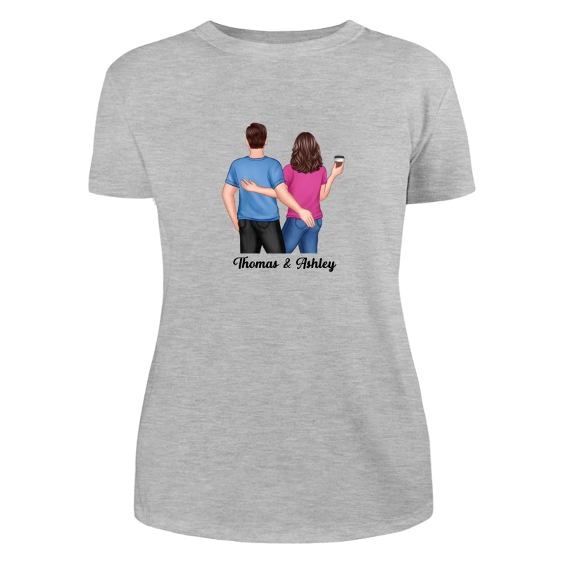 Back View Couple Touching Dad Grandpa And Kids Hands Outline Personalized Shirt