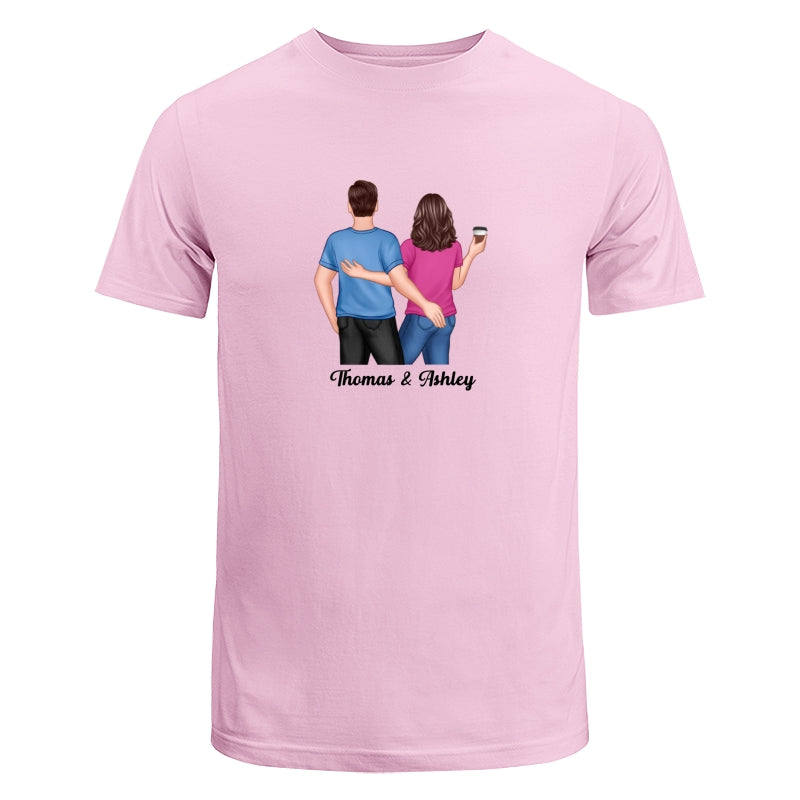 Back View Couple Touching Dad Grandpa And Kids Hands Outline Personalized Shirt