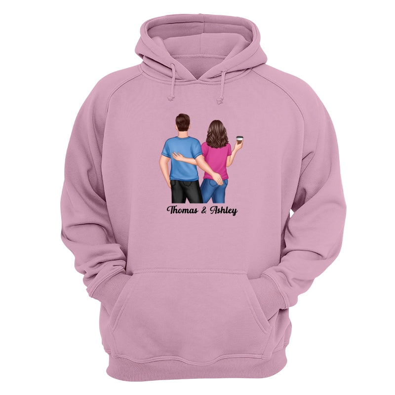 Back View Couple Touching Dad Grandpa And Kids Hands Outline Personalized Shirt