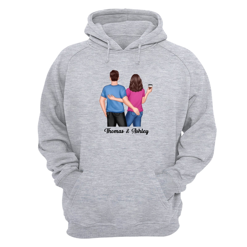 Back View Couple Touching Dad Grandpa And Kids Hands Outline Personalized Shirt