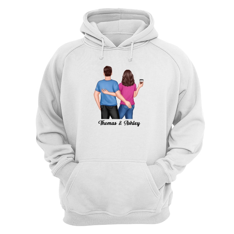 Back View Couple Touching Dad Grandpa And Kids Hands Outline Personalized Shirt
