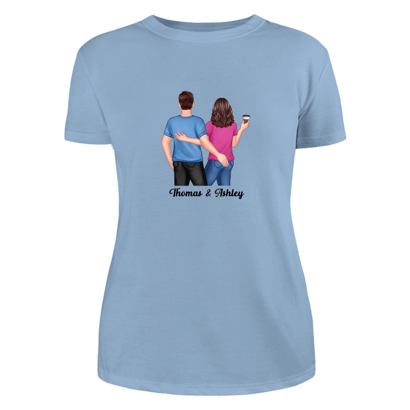 Back View Couple Touching Dad Grandpa And Kids Hands Outline Personalized Shirt