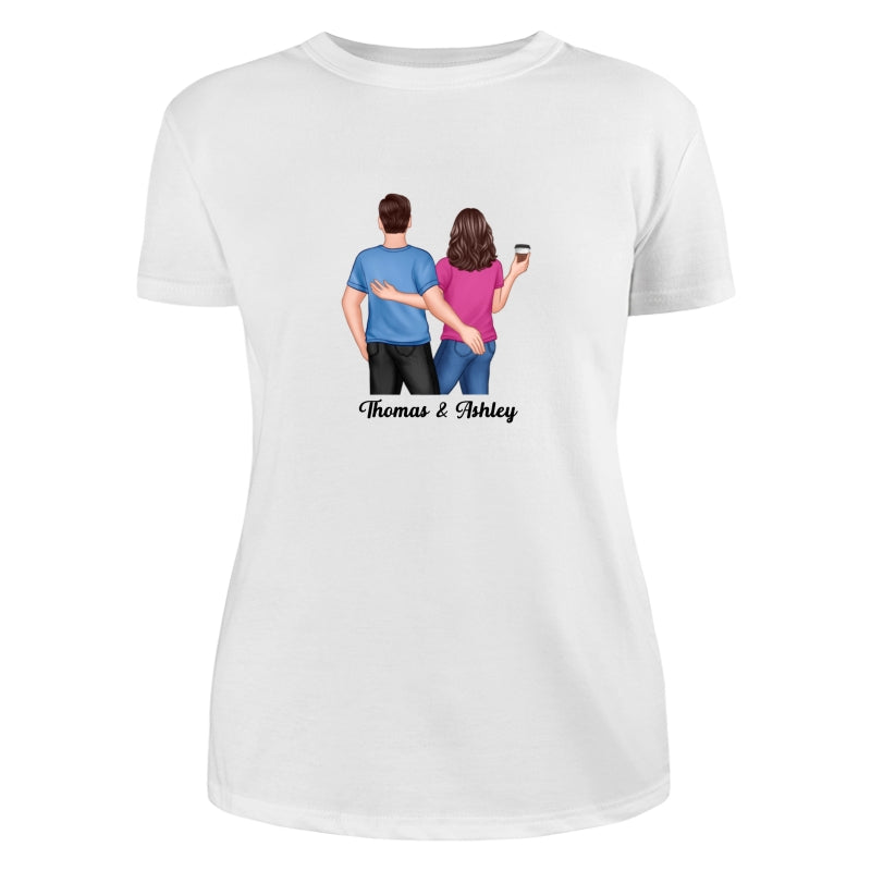 Back View Couple Touching Dad Grandpa And Kids Hands Outline Personalized Shirt