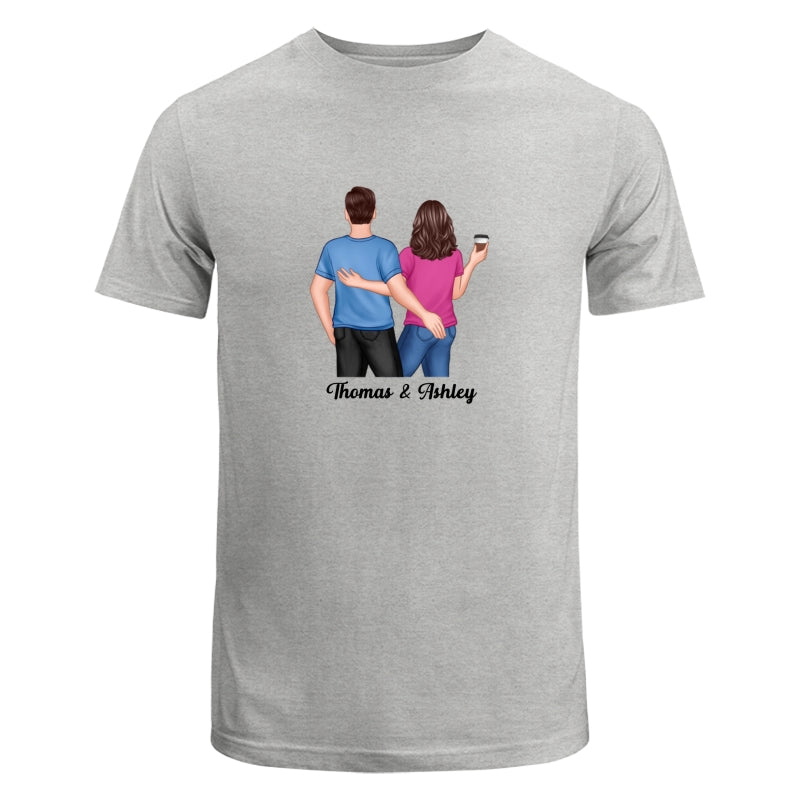 Back View Couple Touching Dad Grandpa And Kids Hands Outline Personalized Shirt