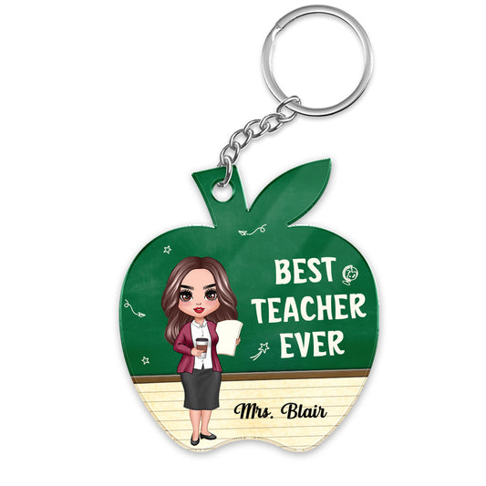 Teacher Love Inspire Doll Teacher With Green Board Personalized Acrylic Keychain