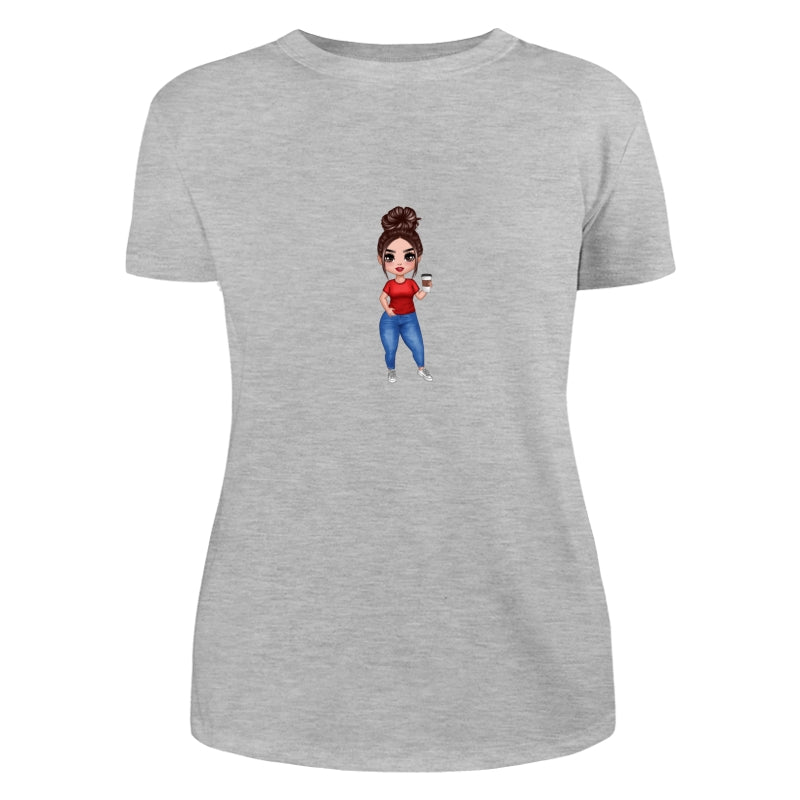 Doll Woman Standing Dad Grandpa And Kids Hands Outline Personalized Shirt