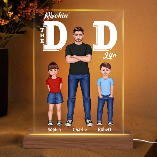 Rockin‘ The Dad Life Cool Dads And Kids Personalized Rectangle LED Night Light