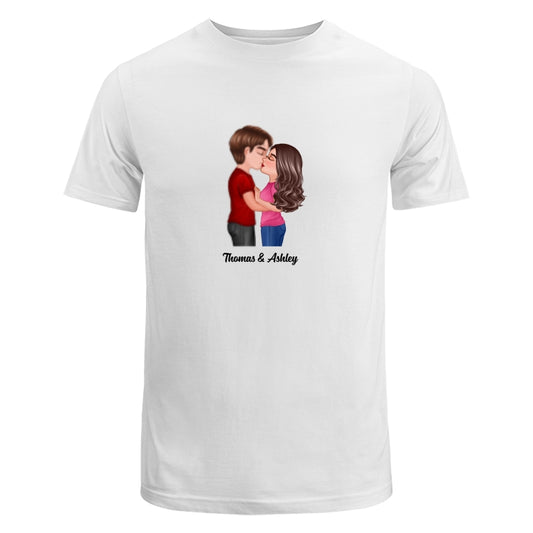 Doll Couple Kissing Dad Grandpa And Kids Hands Outline Personalized Shirt